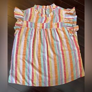 Slowly Sleeveless Vibrant Striped Blouse 2XL